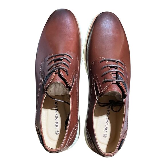 BRUNO MARC NEW YORK Shoes Mens 13 Purpose Brown Leather Oxford Dress - Picture 12 of 13